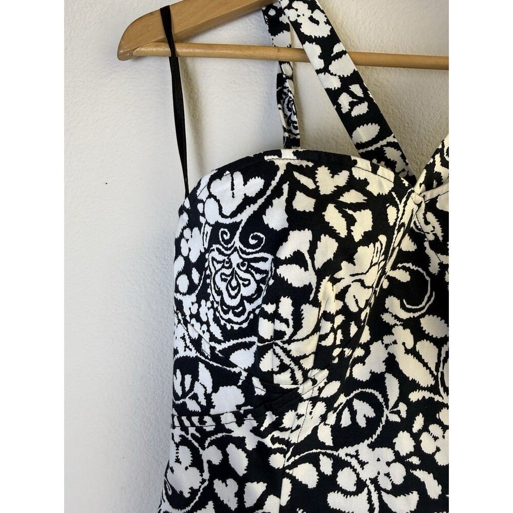 White House Black Market Floral Corset Bustier Tank Top Size 2 Black White Y2K - Picture 4 of 10